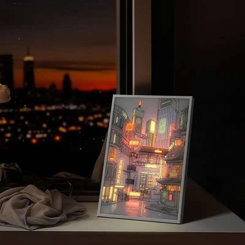 Beautiful City Night View Painting