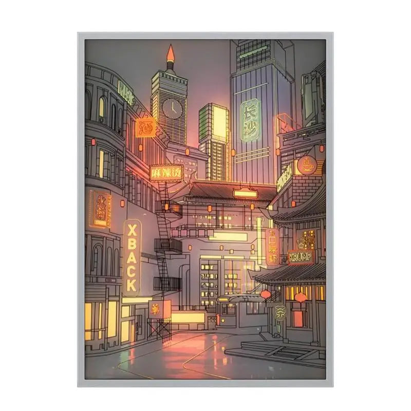 Beautiful City Night View Painting