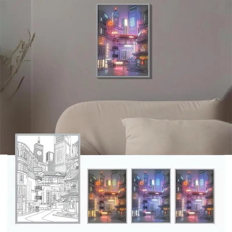 Beautiful City Night View Painting