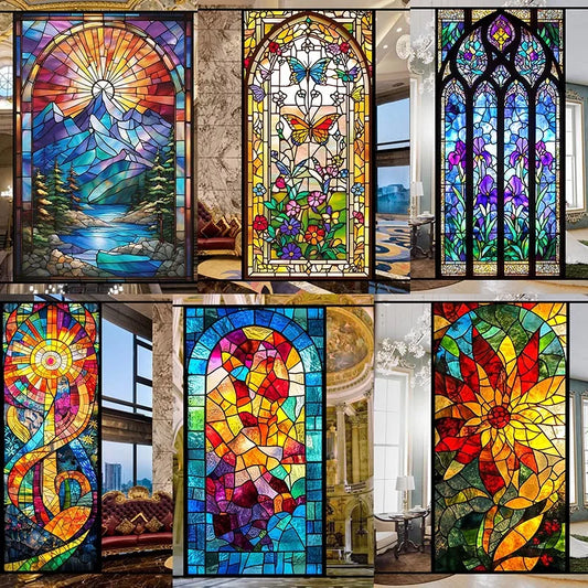 Stained Glass Painted Art - Privacy Protection Window Film(Self-Adhesive)