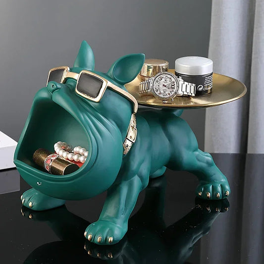 Resin Bulldog Tray Sculpture