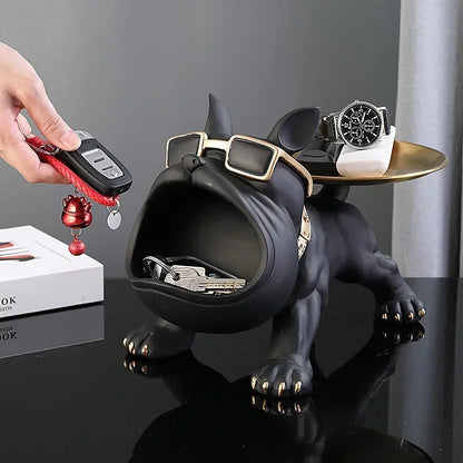 Resin Bulldog Tray Sculpture