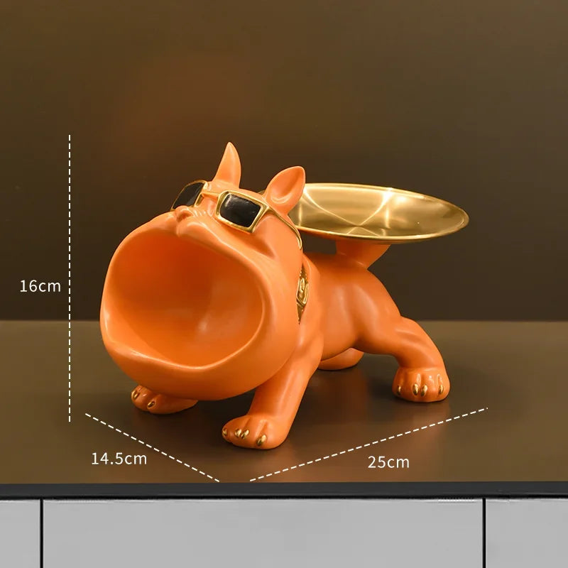 Resin Bulldog Tray Sculpture