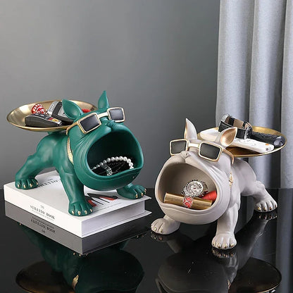 Resin Bulldog Tray Sculpture