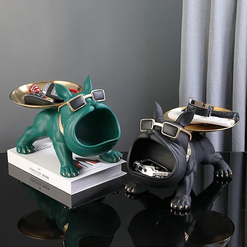 Resin Bulldog Tray Sculpture