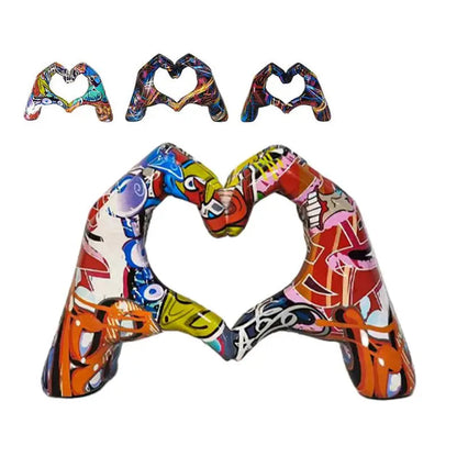 Heart Gesture Resin Sculpture