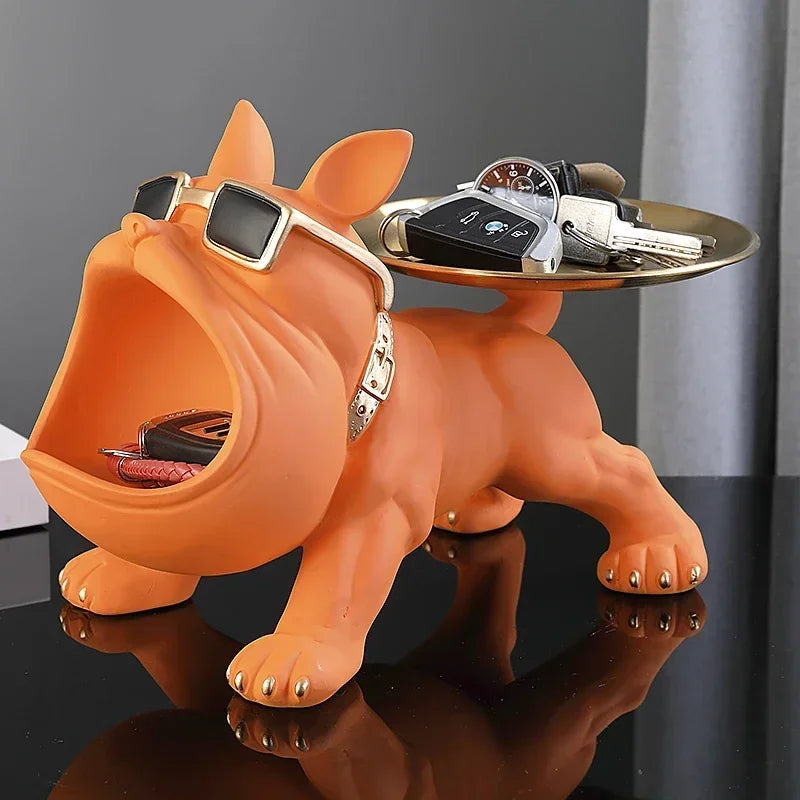 Resin Bulldog Tray Sculpture
