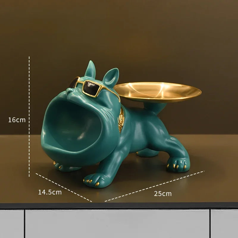 Resin Bulldog Tray Sculpture