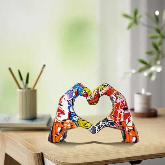 Heart Gesture Resin Sculpture