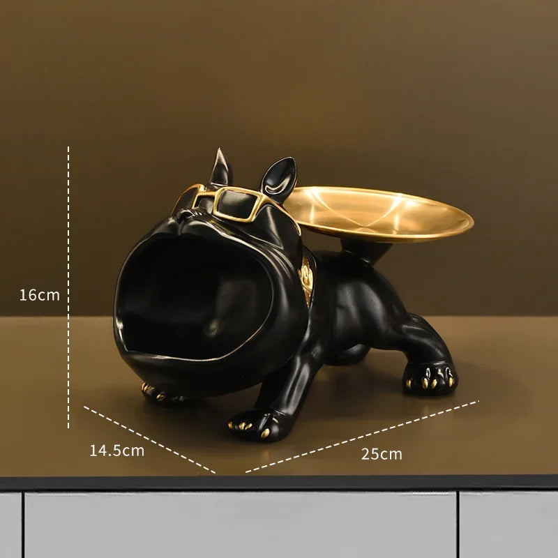 Resin Bulldog Tray Sculpture